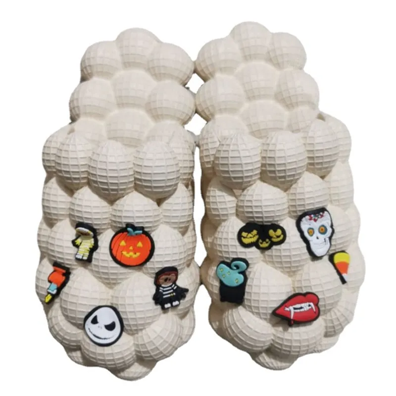 2024 Women Fashion Personality Indoor Bathroom Bubble Slides With Charms Men Lady Beach Thick Sole Massage Slippers