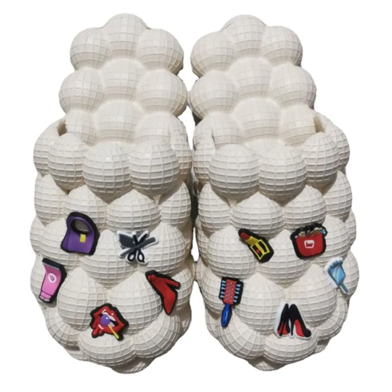 2024 Women Fashion Personality Indoor Bathroom Bubble Slides With Charms Men Lady Beach Thick Sole Massage Slippers