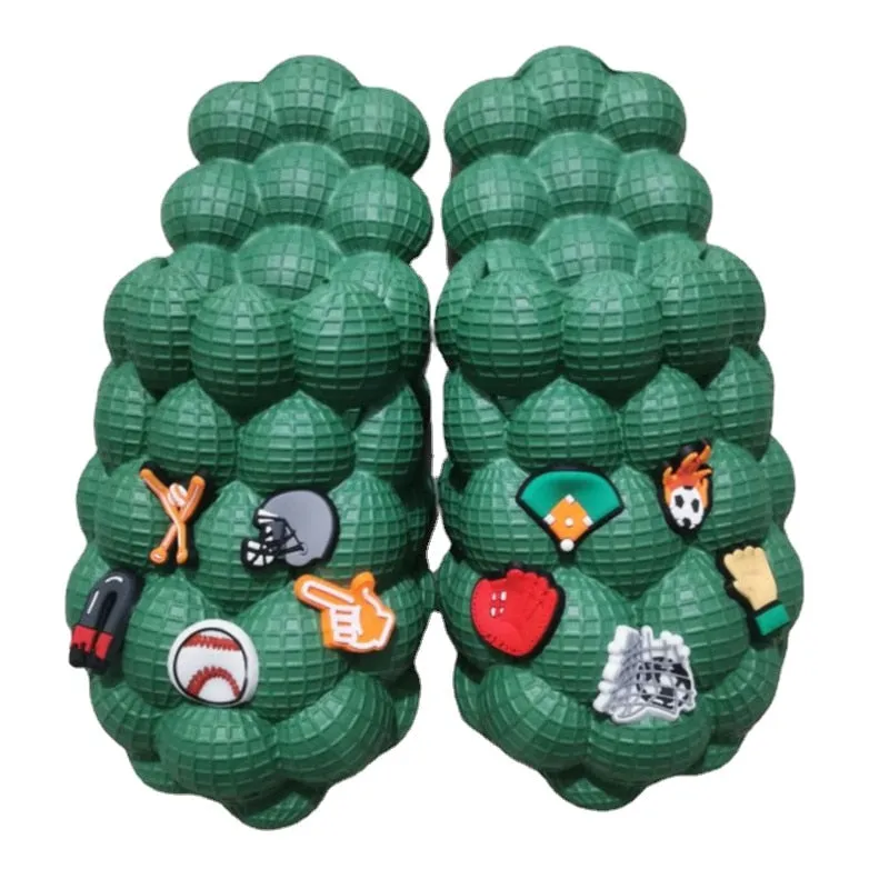 2024 Women Fashion Personality Indoor Bathroom Bubble Slides With Charms Men Lady Beach Thick Sole Massage Slippers