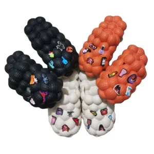 2024 Women Fashion Personality Indoor Bathroom Bubble Slides With Charms Men Lady Beach Thick Sole Massage Slippers
