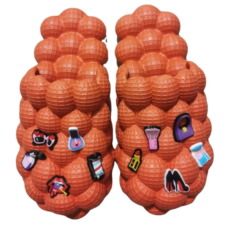 2024 Women Fashion Personality Indoor Bathroom Bubble Slides With Charms Men Lady Beach Thick Sole Massage Slippers
