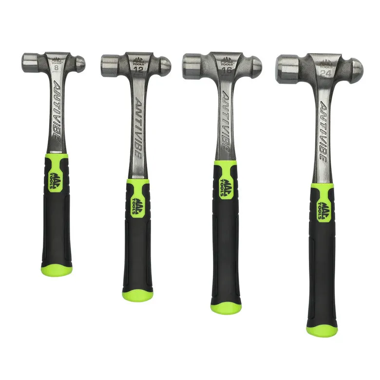 4-PC. Anti-Vibe® Ball Peen Hammer Set - Hi-Vis Green