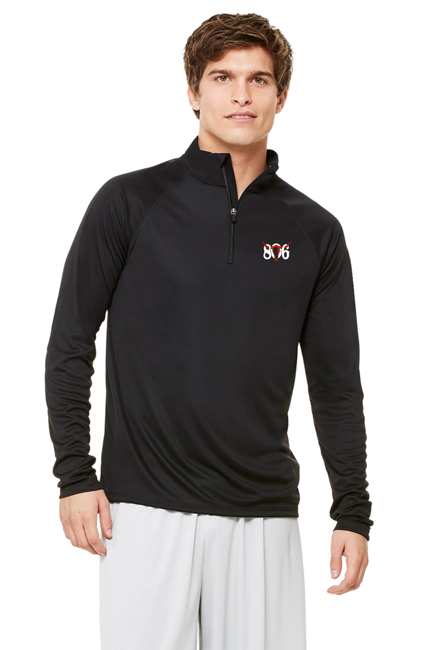 806 All Sport Light Weight 3/4 Zip Pull Over (White 806 Red Skull)