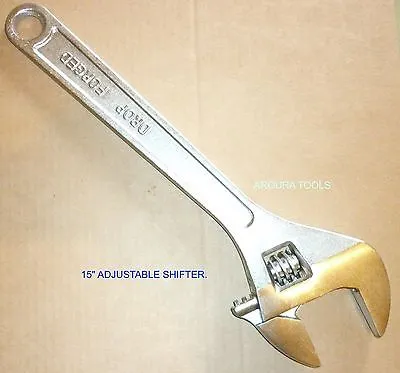 ADJUSTABLE WRENCH 380mm ( 15" ) LONG, DROP FORGED STEEL, CHROME, HEAVY DUTY-NEW