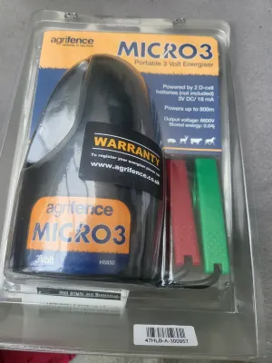 Agrifence Micro 3 Battery Portable 3 Volt Energiser   
