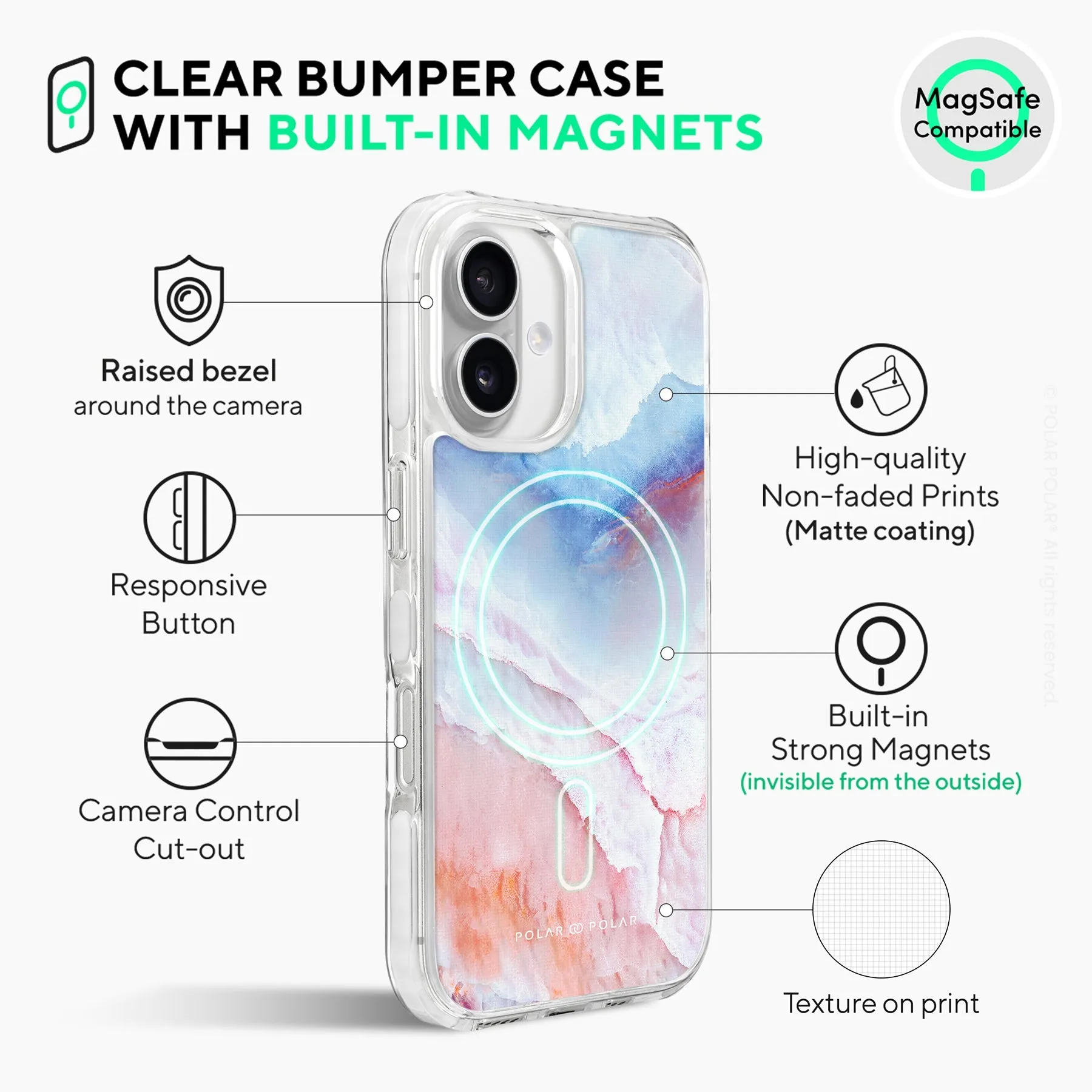 Almond Coast - iPhone 16 Plus Clear Bumper MagSafe Case