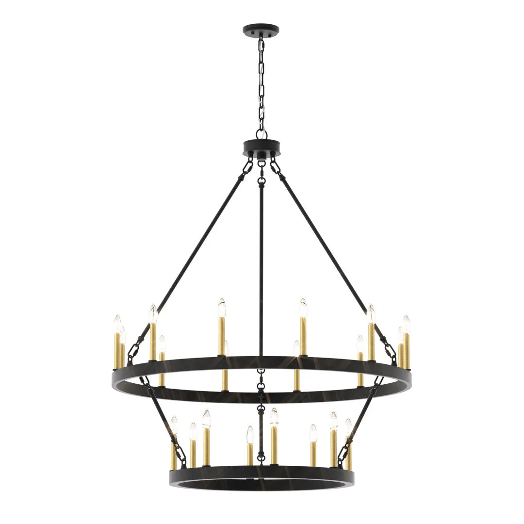 Avalee 20 - Light Steel Dimmable Wagon Wheel Chandelier Lark Manor™ Finish: Aged Zinc/Muted Brass
