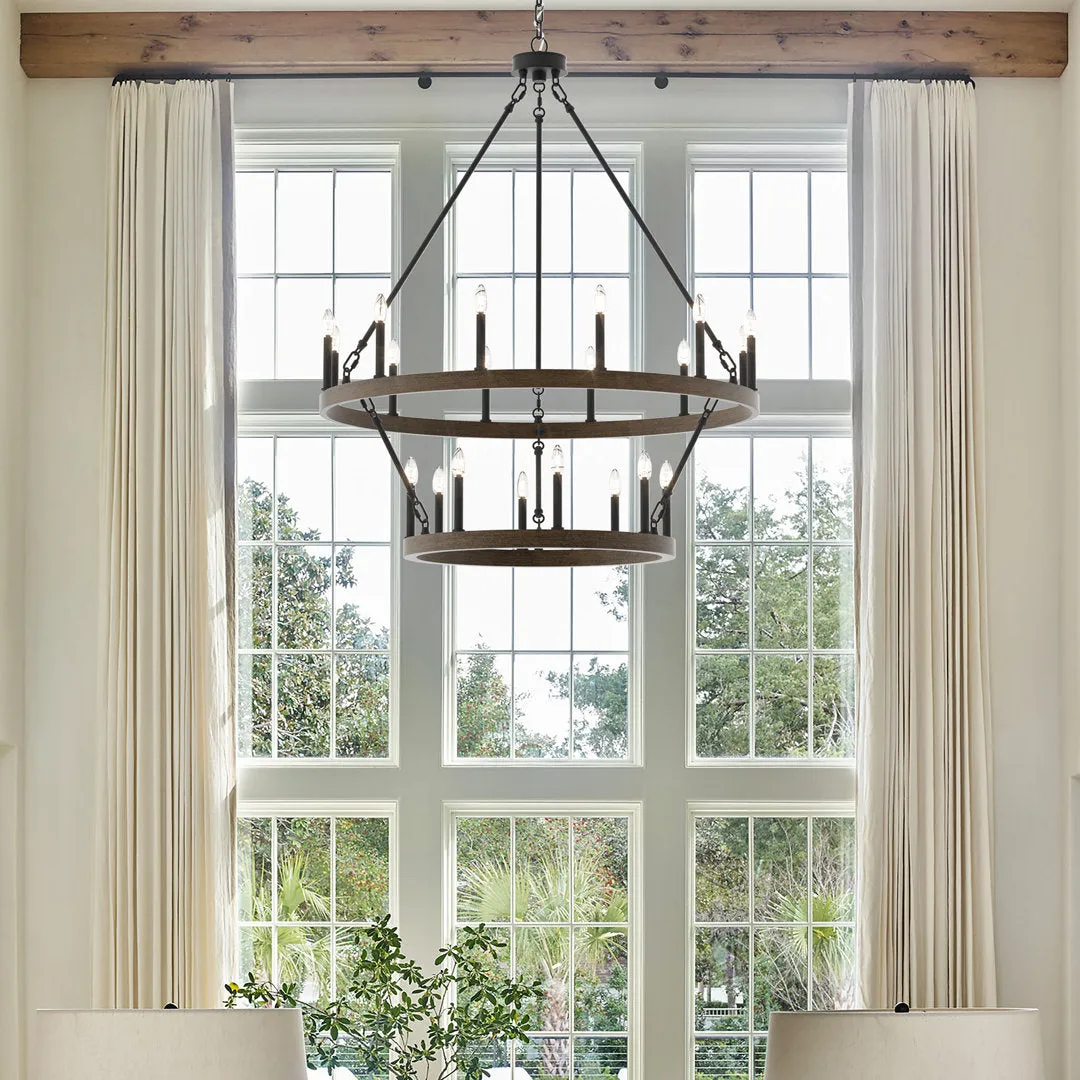 Avalee 20 - Light Steel Dimmable Wagon Wheel Chandelier Lark Manor™ Finish: Weathered Walnut/Aged Zinc