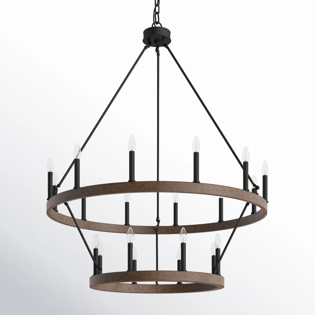 Avalee 20 - Light Steel Dimmable Wagon Wheel Chandelier Lark Manor™ Finish: Weathered Walnut/Aged Zinc