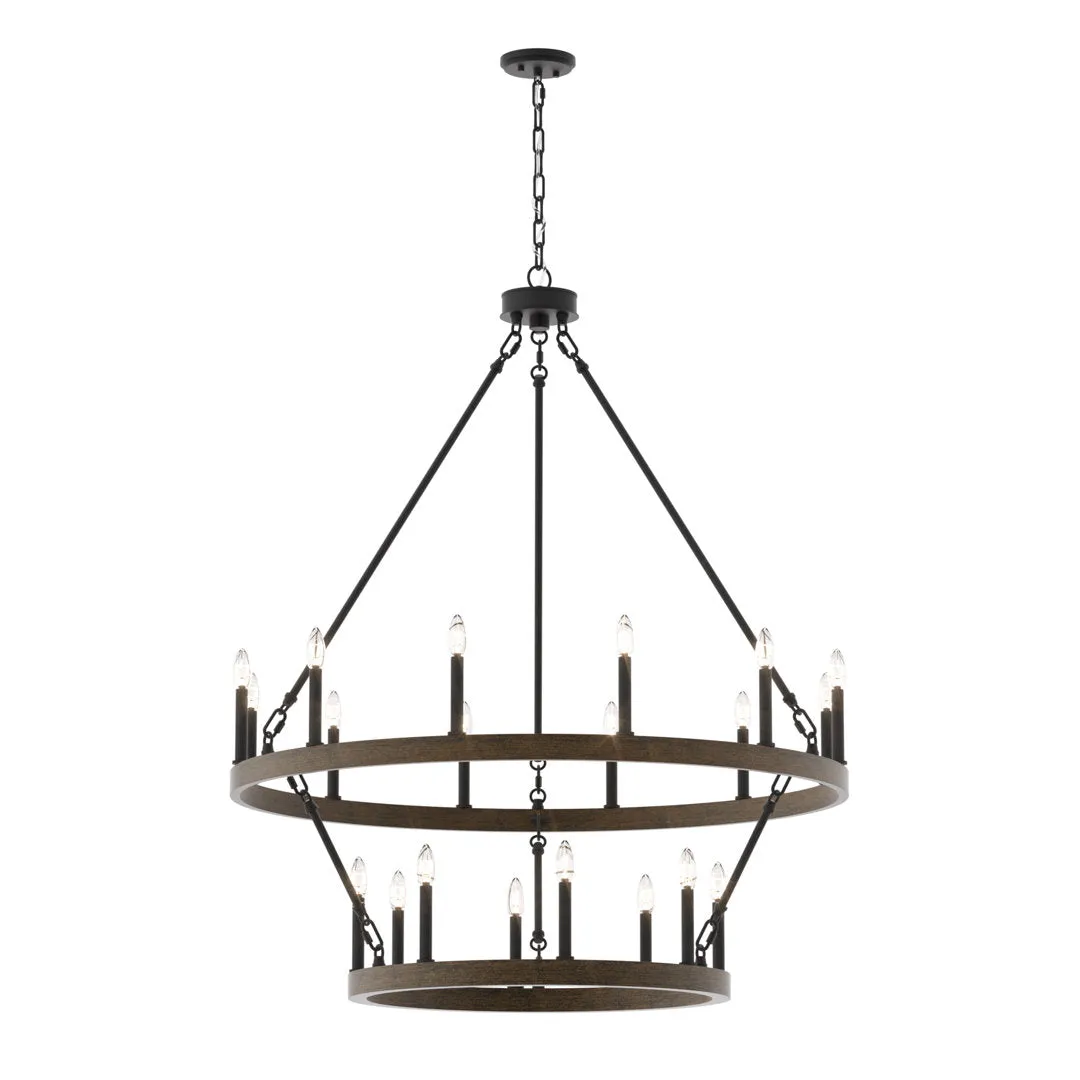 Avalee 20 - Light Steel Dimmable Wagon Wheel Chandelier Lark Manor™ Finish: Weathered Walnut/Aged Zinc