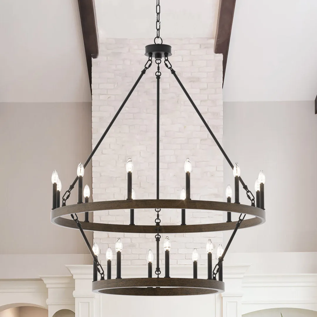 Avalee 20 - Light Steel Dimmable Wagon Wheel Chandelier Lark Manor™ Finish: Weathered Walnut/Aged Zinc