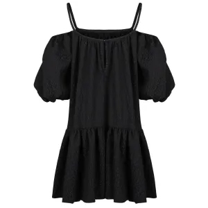 Balloon Sleeved Leopard Matelasse Gathered Mini Dress