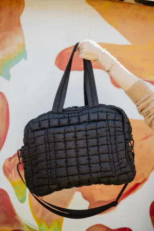 Black Quilted Duffel Weekender Bag