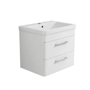 Bliss 600mm Waterproof Curved Wall Hung PVC Vanity Unit With Drawers and Basin