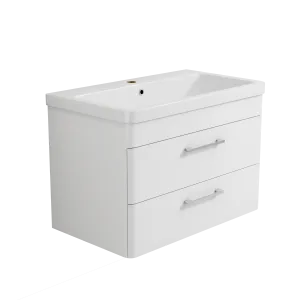 Bliss 800mm Waterproof Curved Wall Hung PVC Vanity Unit With Drawers and Basin