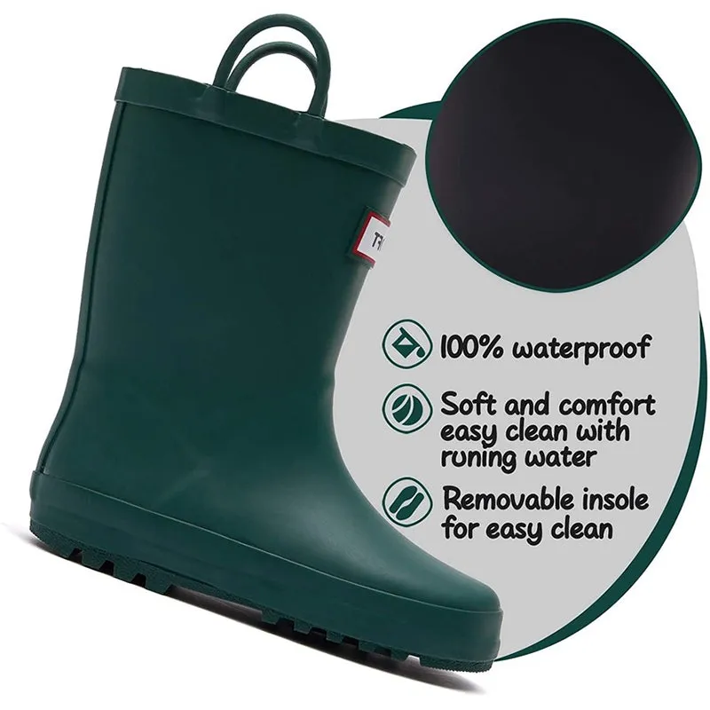 Boy&Girl Rain Boots Waterproof Pure Green - K KomForme