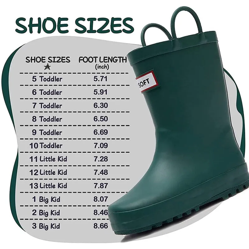 Boy&Girl Rain Boots Waterproof Pure Green - K KomForme