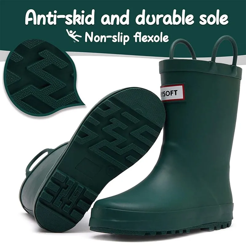 Boy&Girl Rain Boots Waterproof Pure Green - K KomForme