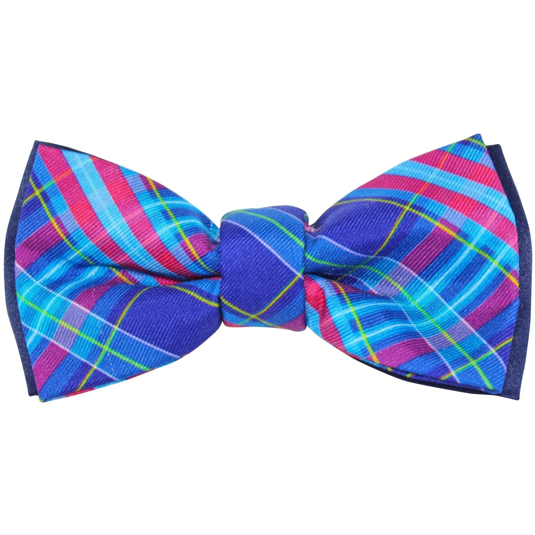 Boys Blue Plaid Magnetic Bow Tie