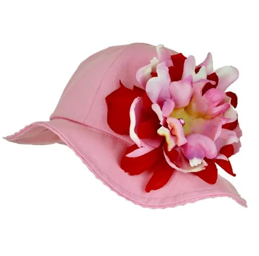 Candy Pink Stella Sun Hat with Peony