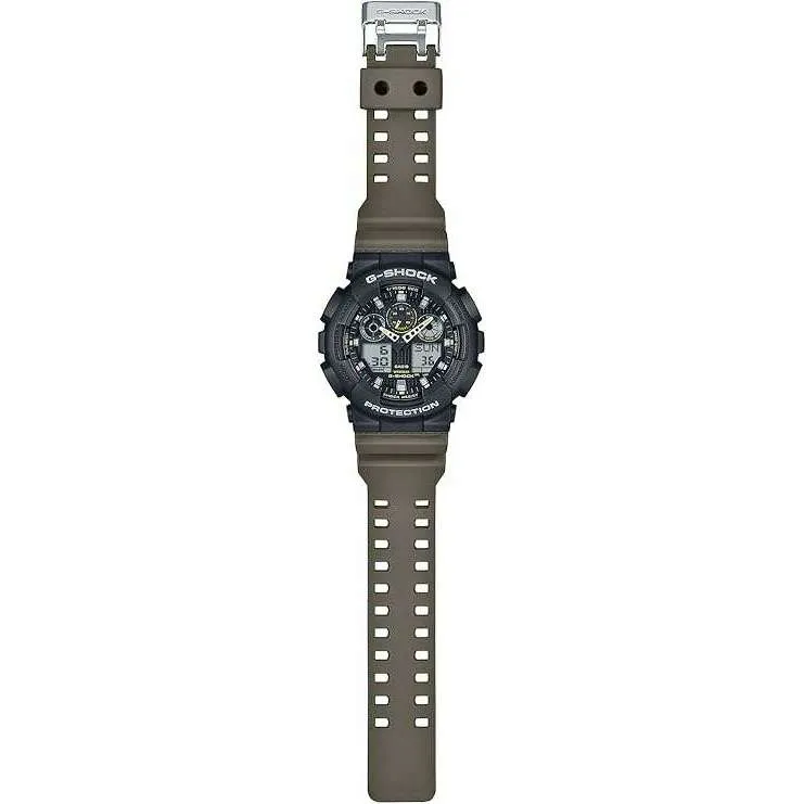 CASIO G-SHOCK DAY-DATE TWO TONE UTILITY COLORS SERIES OLIVE GREEN MEN WATCH GA-100TU-1A3JF