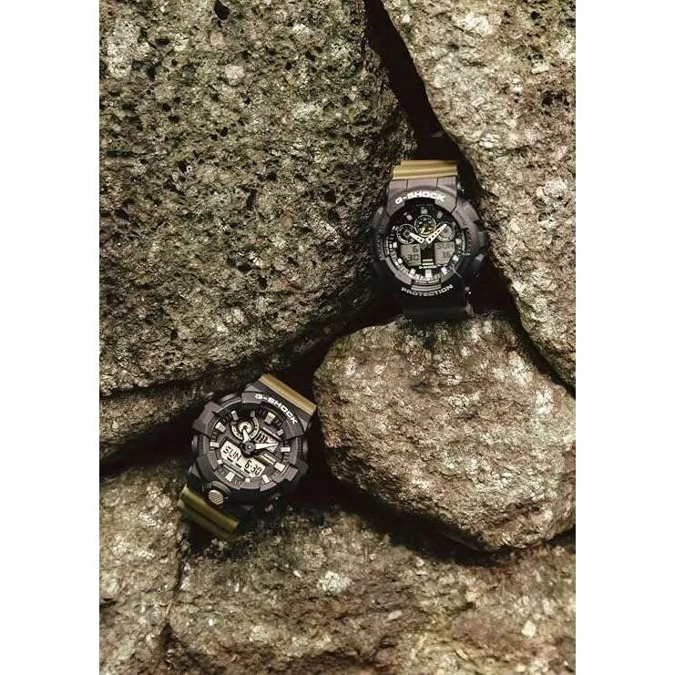 CASIO G-SHOCK DAY-DATE TWO TONE UTILITY COLORS SERIES OLIVE GREEN MEN WATCH GA-100TU-1A3JF