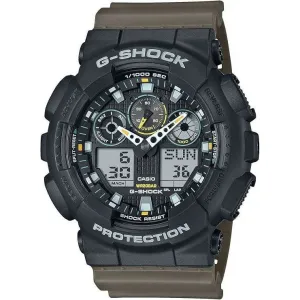 CASIO G-SHOCK DAY-DATE TWO TONE UTILITY COLORS SERIES OLIVE GREEN MEN WATCH GA-100TU-1A3JF