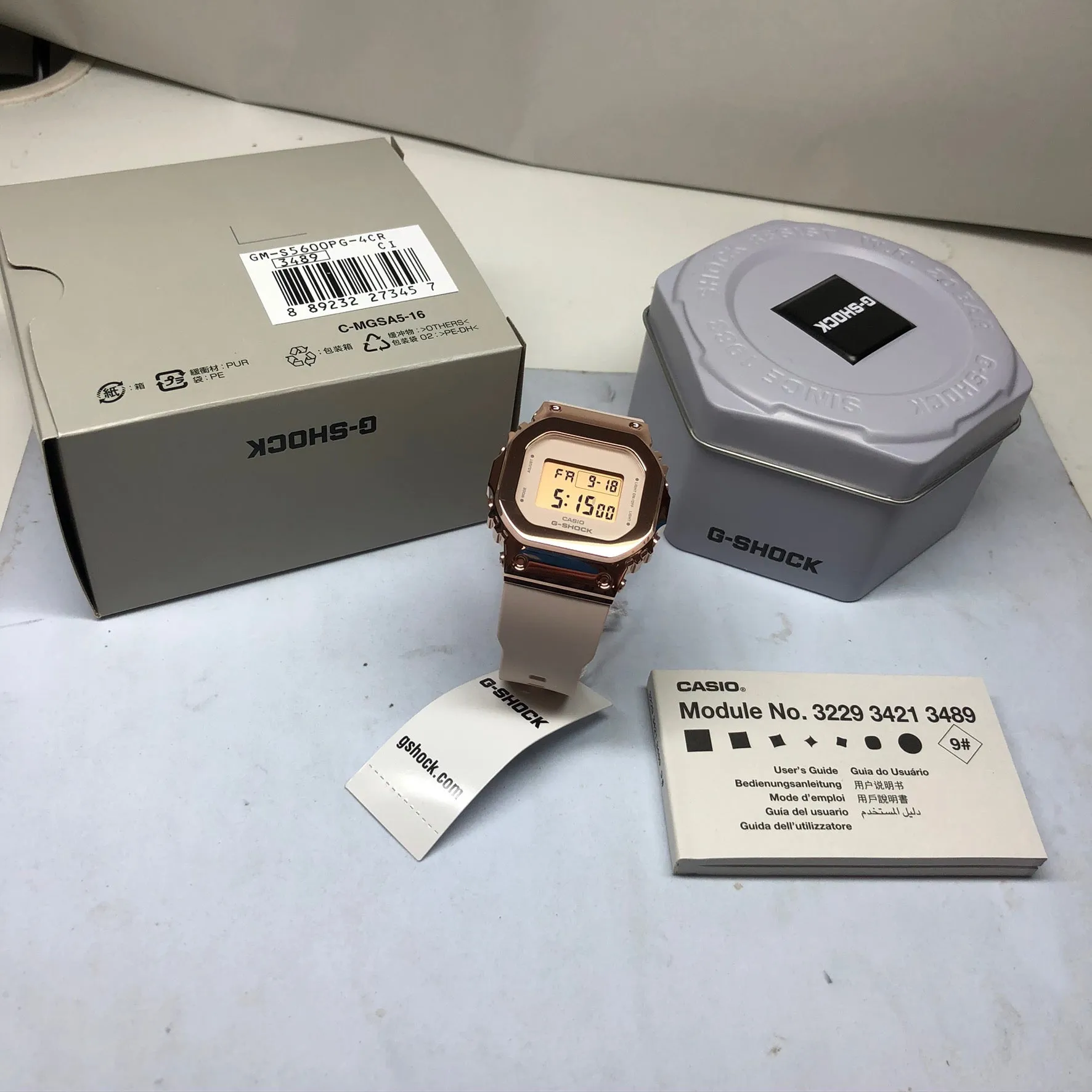 Casio G-Shock GMS Rose Gold Stainless Steel Womens Watch GMS5600PG-4