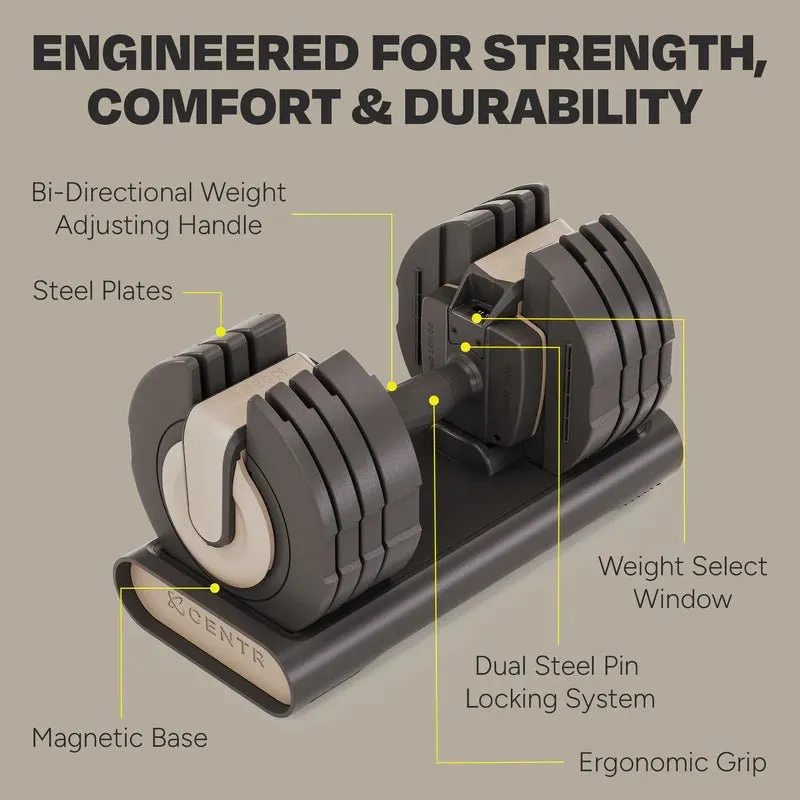CENTR Smart Stack 50LB Adjustable Dumbbell Pair