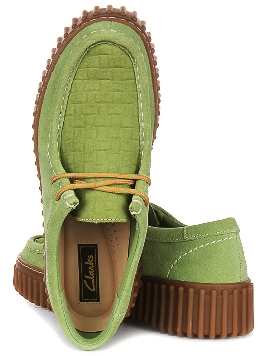 Clarks Torhill Bee In Green Suede For Women