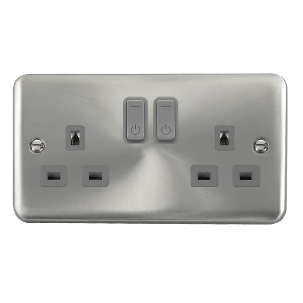 Click Deco Plus DPSC30536GY Ingot 13A 2G RF Smart Socket - Satin Chrome (Grey)