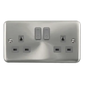 Click Deco Plus DPSC30536GY Ingot 13A 2G RF Smart Socket - Satin Chrome (Grey)