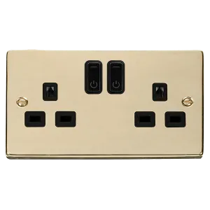 Click Deco VPBR30536BK Victorian Ingot 13A 2G RF Smart Socket - Polished Brass (Black)