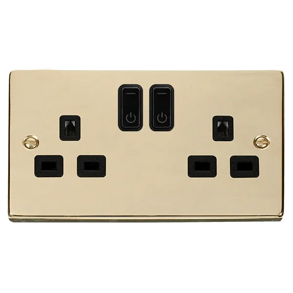 Click Deco VPBR30536BK Victorian Ingot 13A 2G RF Smart Socket - Polished Brass (Black)