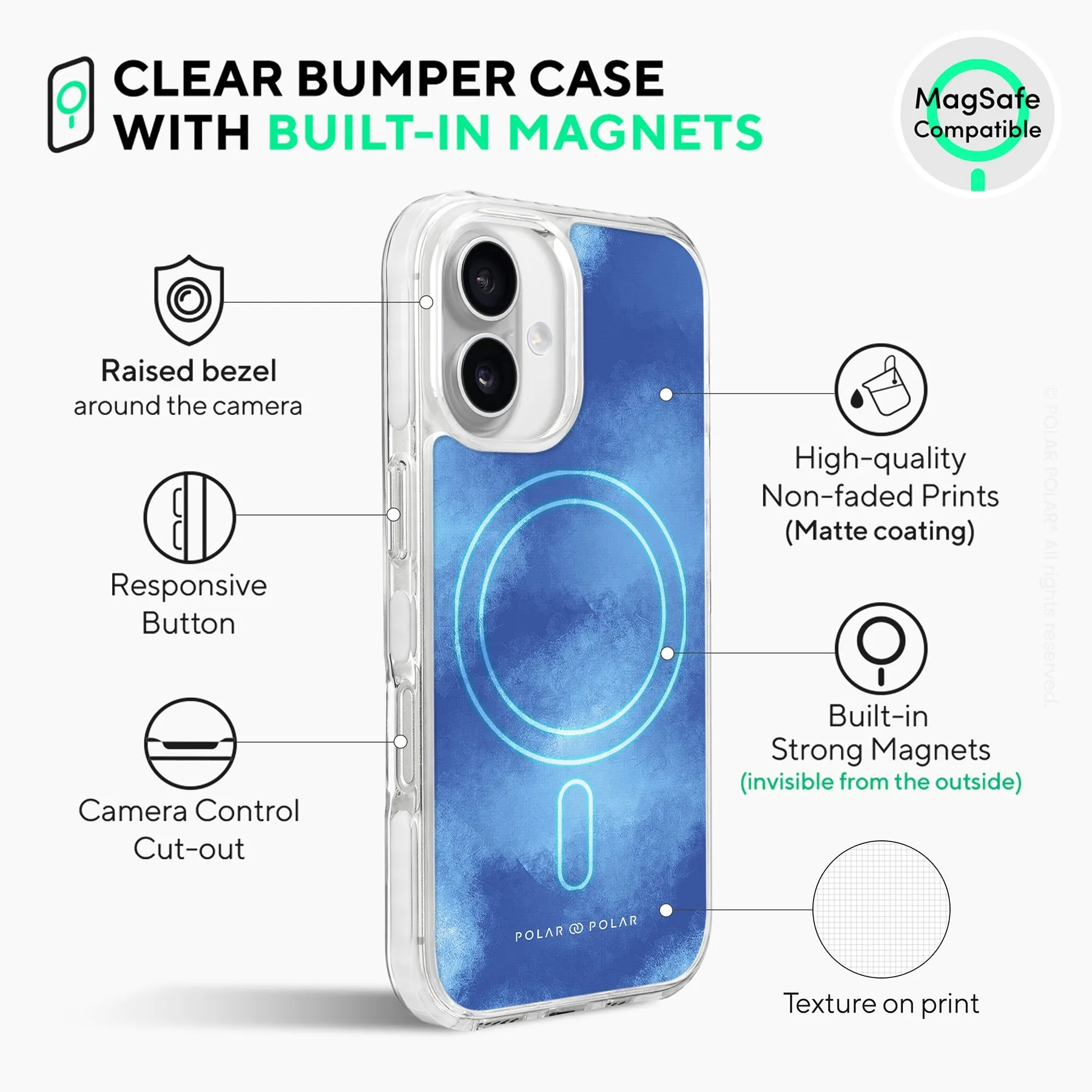 Clouds in Summer - iPhone 16 Plus Clear Bumper MagSafe Case