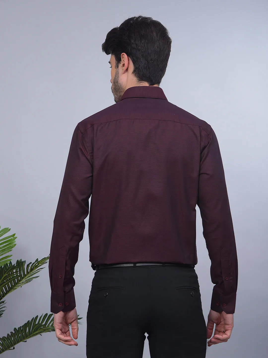 COBB SOLID WINE SMART-FIT FORMAL SHIRT