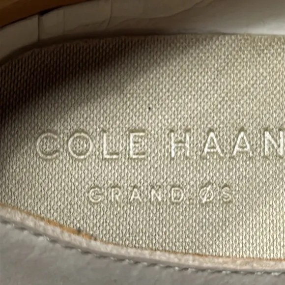 Cole Haan plain toe lace up derby shoe, beige, size 8.5