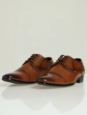 Comfort Shadow Spray Toe Cap Lace Up Derby - Tan