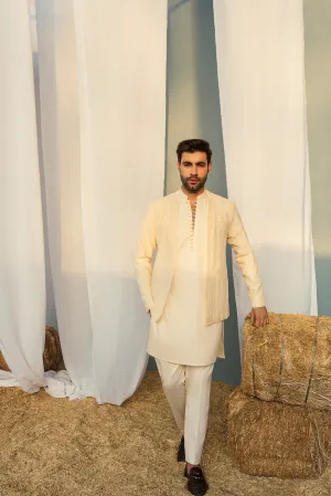 Cream White Layered Kurta Set