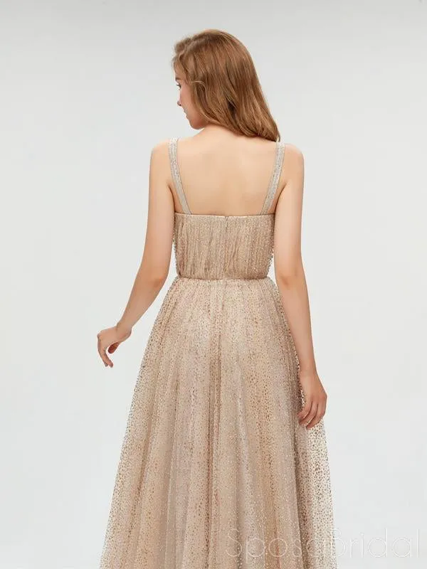 Custom Sequin Spaghetti Straps Stunning Modest Prom Dresses, PD0829