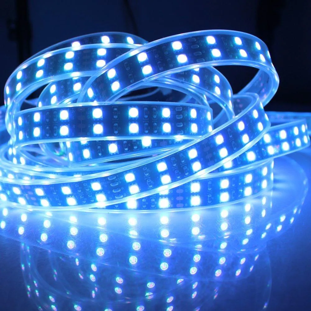 DC 12V RGB Color Changing SMD5050-600 Double Row Flexible LED Strips 120 LEDs Per Meter 15mm Width