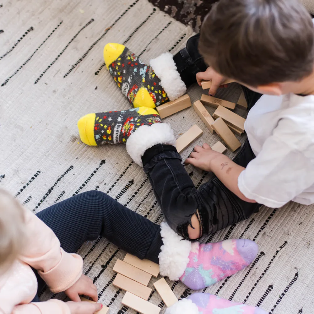 Dinosaur Charcoal - Kids & Toddler Recycled Slipper Socks