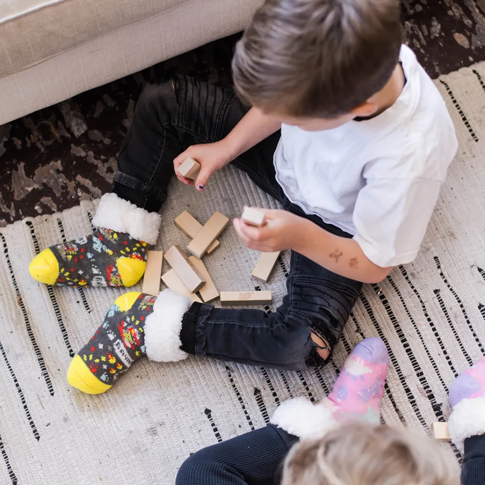 Dinosaur Charcoal - Kids & Toddler Recycled Slipper Socks