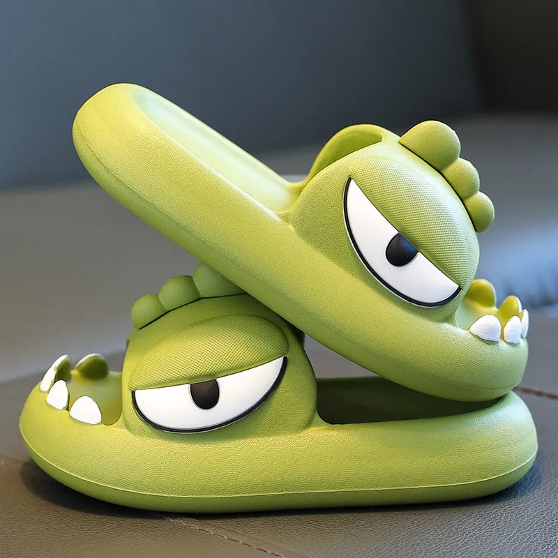 Dinosaur Slippers Kids 3-15 Year Boys Home Shoes Summer Cartoon Animal Bathroom Antislip Slides Teenager Girl Cute House Slipper