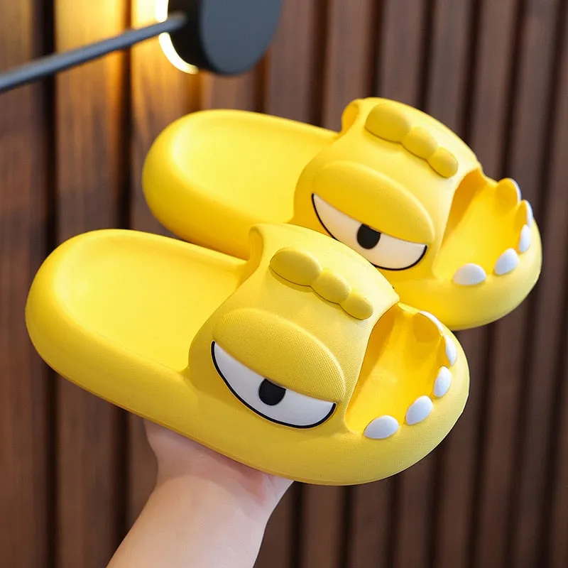 Dinosaur Slippers Kids 3-15 Year Boys Home Shoes Summer Cartoon Animal Bathroom Antislip Slides Teenager Girl Cute House Slipper
