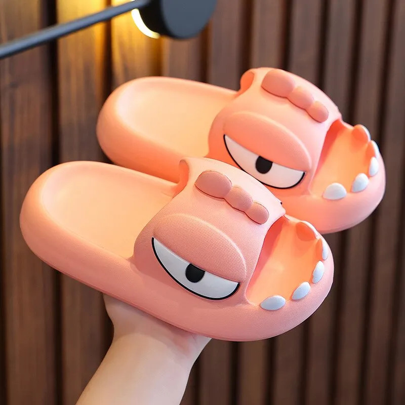 Dinosaur Slippers Kids 3-15 Year Boys Home Shoes Summer Cartoon Animal Bathroom Antislip Slides Teenager Girl Cute House Slipper