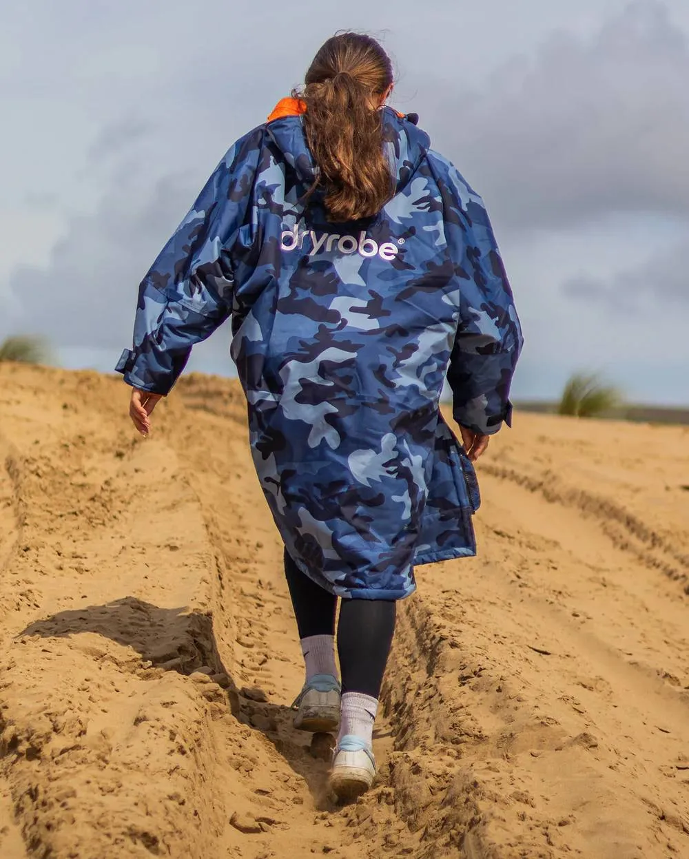 Dryrobe Advance Kids Long Sleeve- Blue Camo/Orange