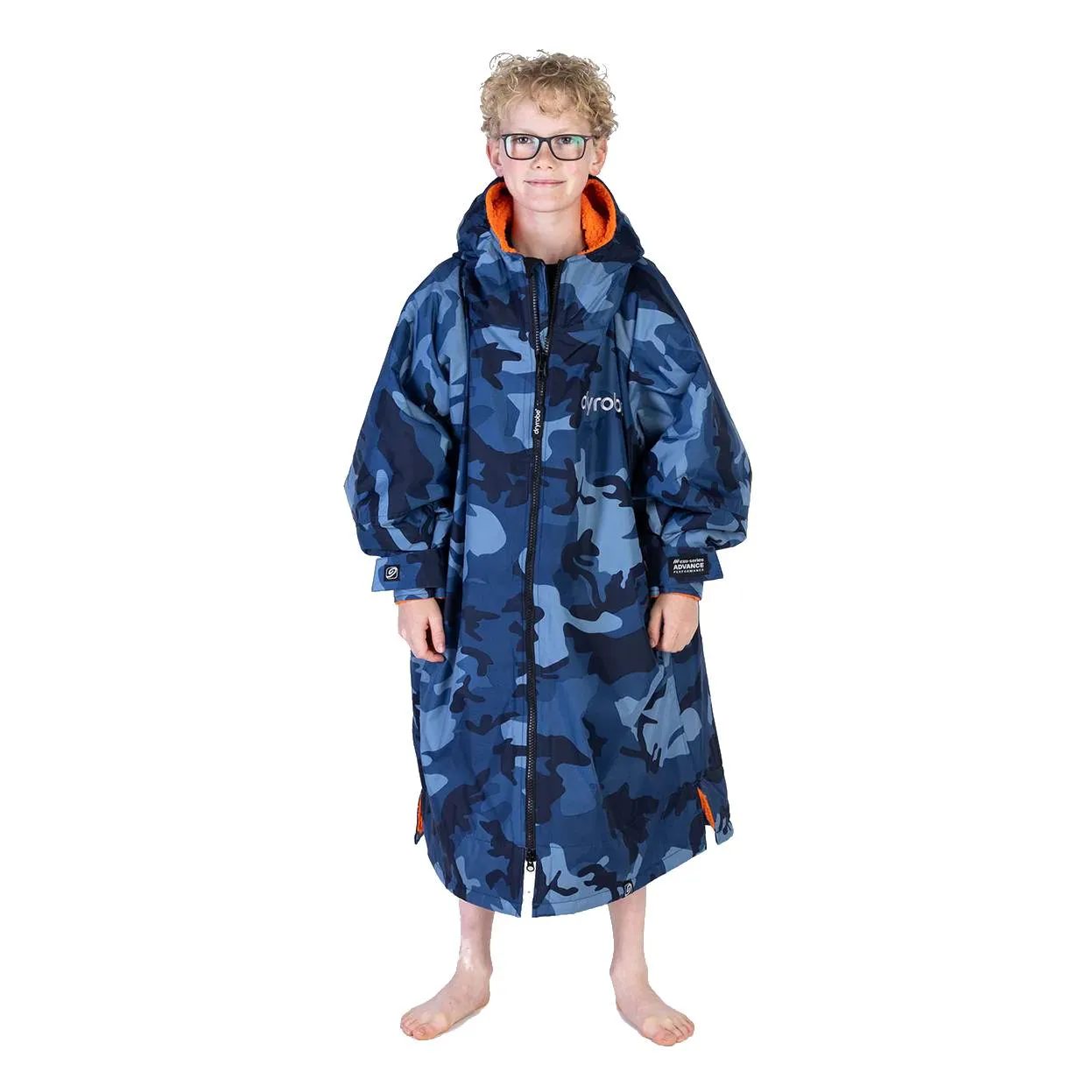 Dryrobe Advance Kids Long Sleeve- Blue Camo/Orange