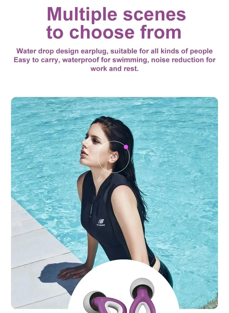 Ergonomic Silicone Noise-Reducing Reusable Waterproof Earplugs