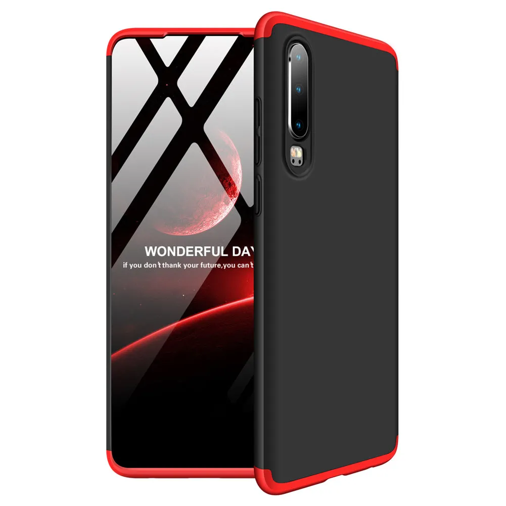 For HUAWEI P30 LITE Ultra Slim PC Back Cover Non-slip Shockproof 360 Degree Full Protective Case Red black red